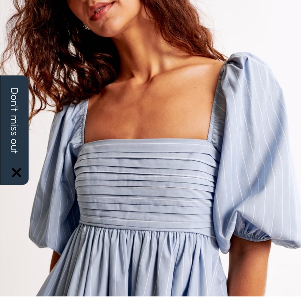 Abercrombie & Fitch Light Blue Puff Sleeve Mini Dress - Picture 3 of 6